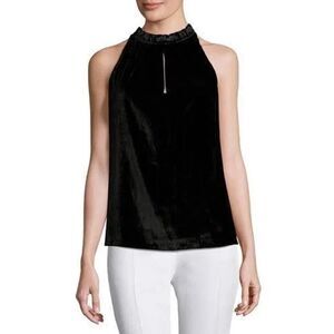 Ramy Brook Miranda Velvet Sleeveless Top Black - Size: Small